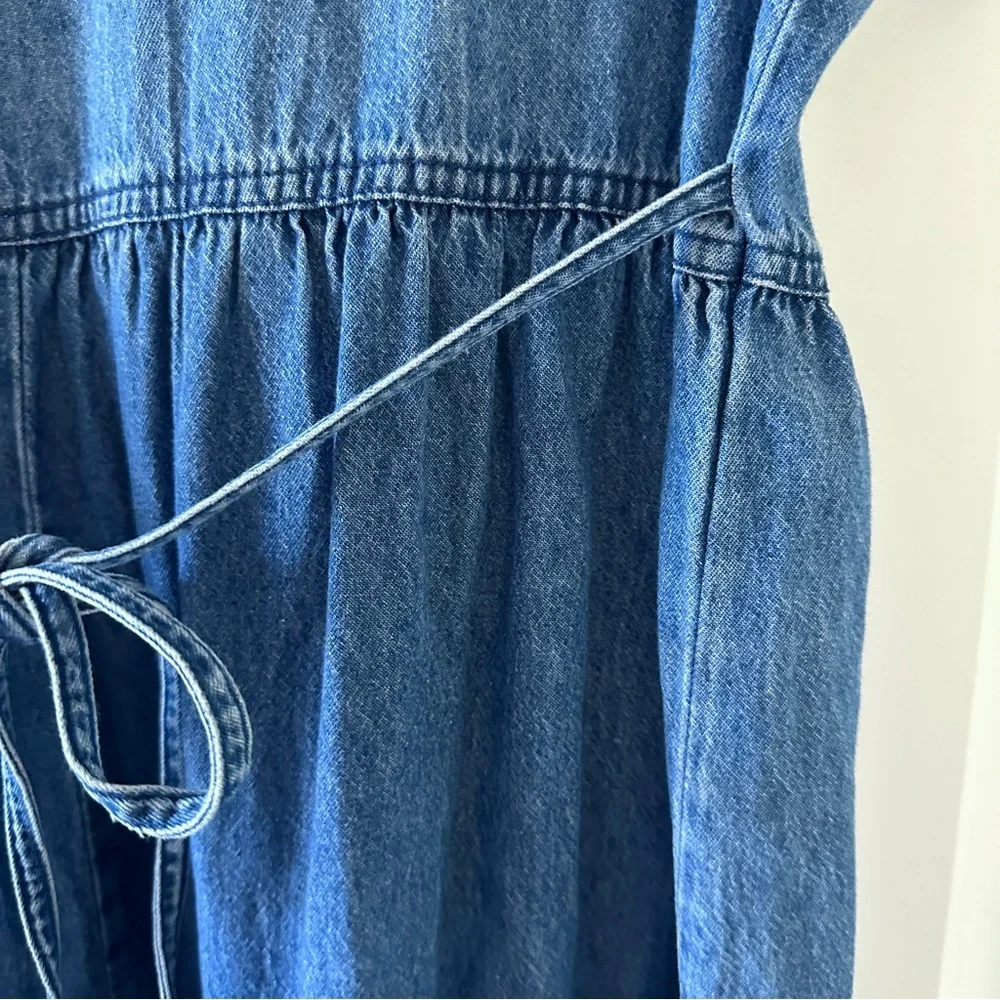Vintage Bobbie Brooks Blue Denim Floral Embroidered Dress Women’s Size Medium - Picture 13 of 16